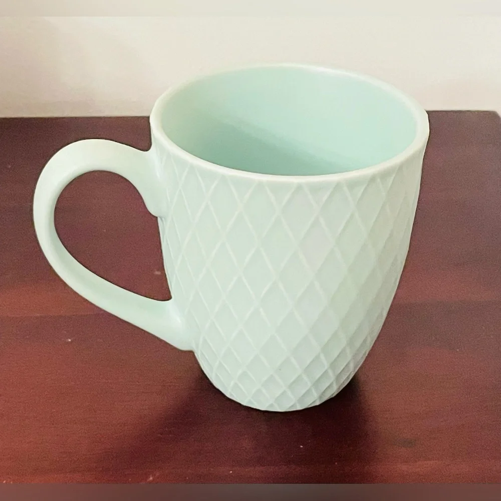 KIVY Minimalist Matte Ceramic Mug Set Of 3: Textured Diamond Pattern 14oz